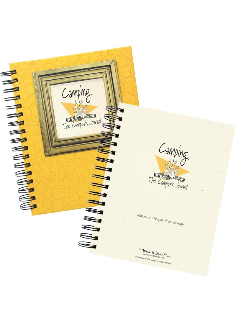 Write It Down series by Journals Unlimited, Guided Journal, Camping, The Camper's Journal, Full-size 7.5"x 9", Yellow Hard Cover, Made in USA - Image 1