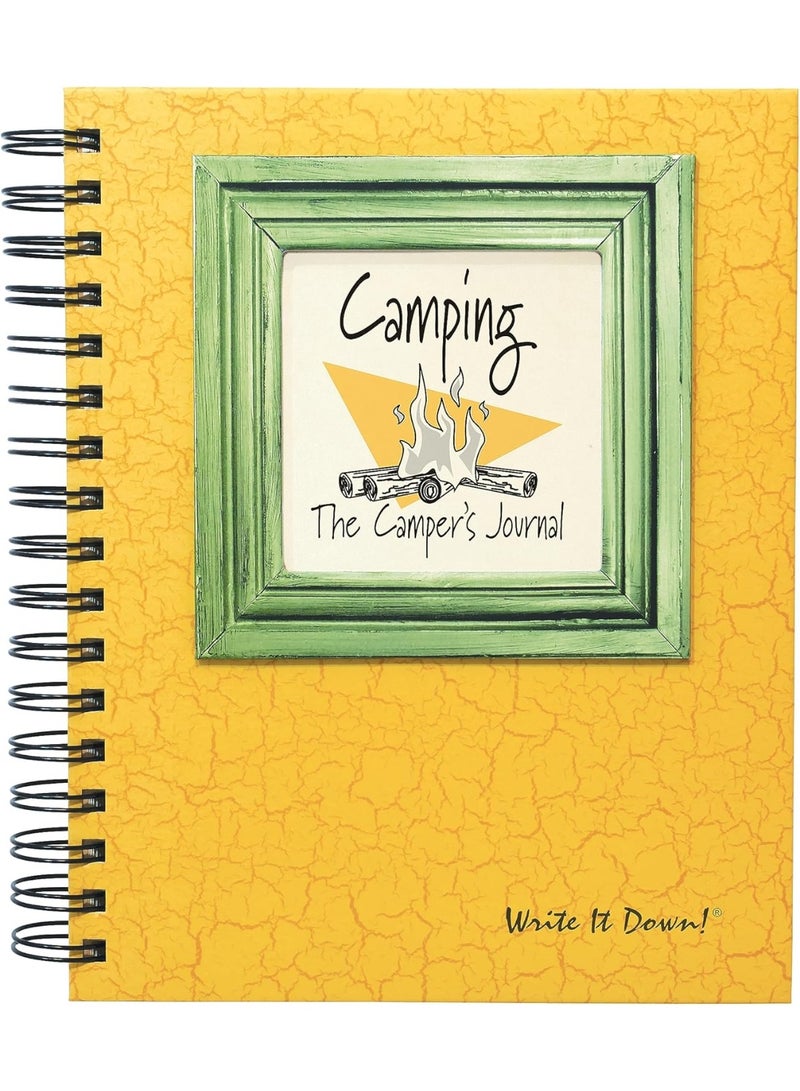 Write It Down series by Journals Unlimited, Guided Journal, Camping, The Camper's Journal, Full-size 7.5"x 9", Yellow Hard Cover, Made in USA - Image 2