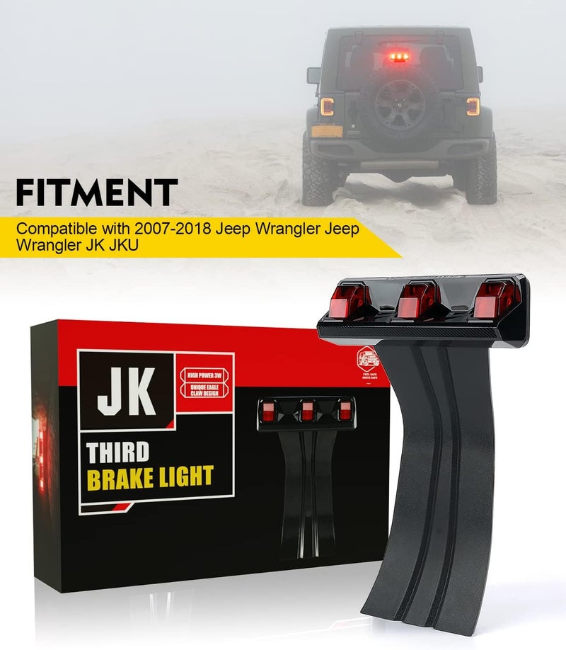 Xprite LED Third Brake Lights with Modern Designed, Brighter High Mount Stop Tail Light Compatible with Jeep Wrangler JK JKU 2007-2018 - Image 5