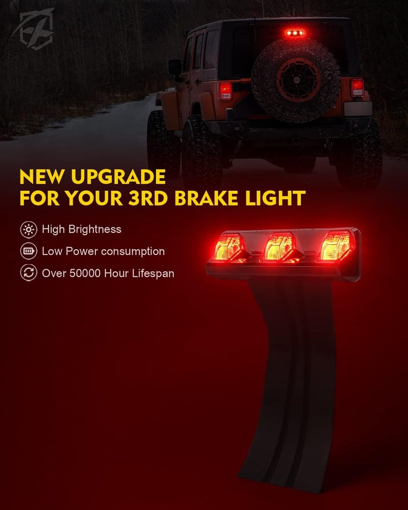 Xprite LED Third Brake Lights with Modern Designed, Brighter High Mount Stop Tail Light Compatible with Jeep Wrangler JK JKU 2007-2018 - Image 2