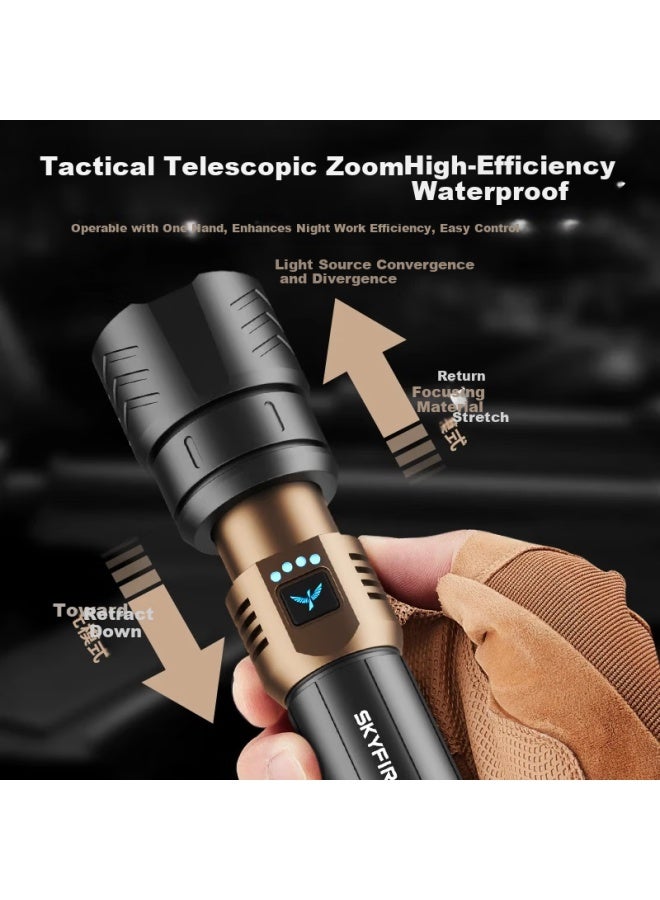 Tianhuo Canglong High-power Zoomable Flashlight Long-range Super Bright Rechargeable Outdoor Military Patrol Mountaineering