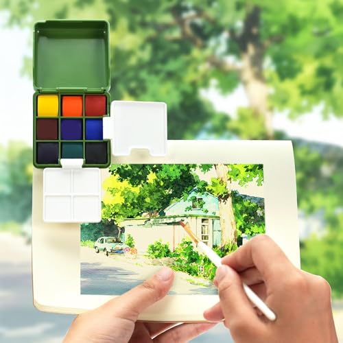 YPLUS Pocket Watercolor Paint Kit, Portable Travel Art Kit with Brush, Water Color Palette Painting Gift for Beginners Artist Adults - Image 5