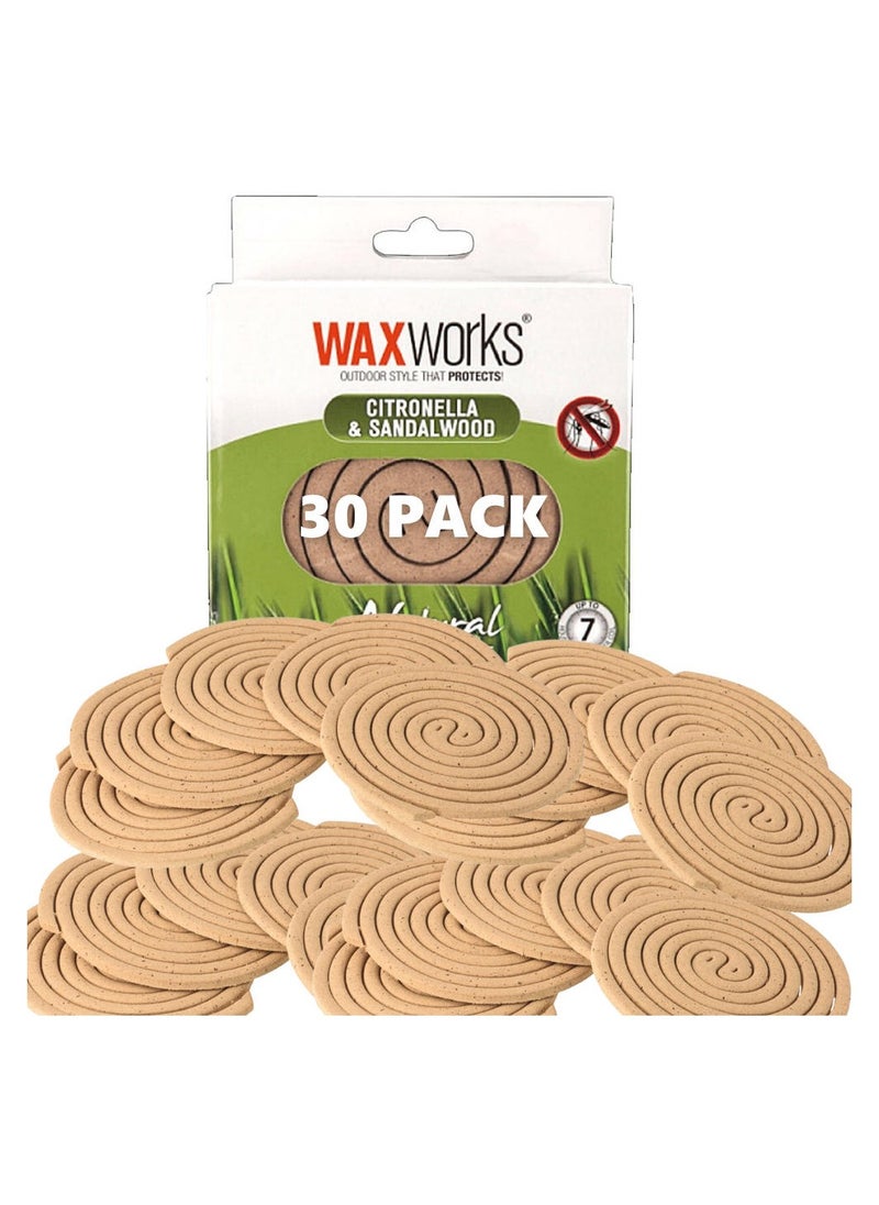 Waxworks - Citronella And Sandalwood Mosquito Repellent Coil  30 Pack - Image 1