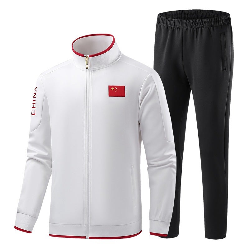 National Fashion Sports And Leisure Suit Men'S Coat Stand Collar Straight Pants Couple Sweater Men'S Pass Code Group Training Clothes - Image 1