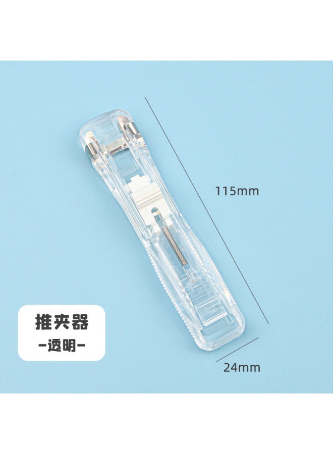 HELPS Transparent Clip Pusher File Data Finishing Clip Student Test Paper Binding Clip Snack Sealing Ticket Clip Stationery Clip - Image 1