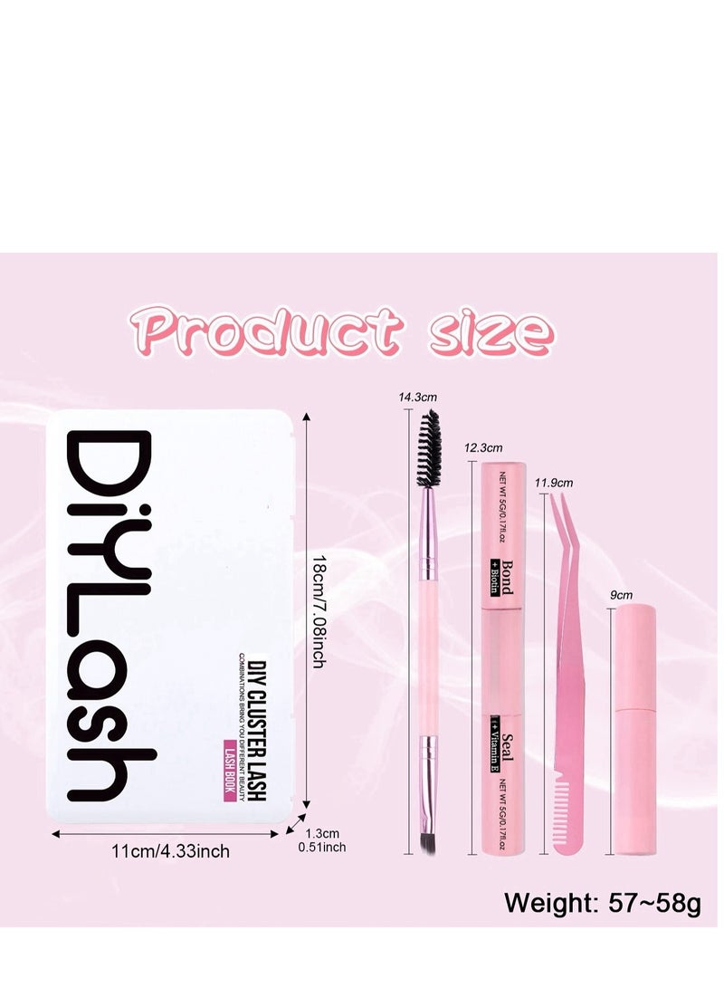 CMAYOME 4 Styles DIY Eyelash Extension Kit 378 Clusters, 8-16mm Mixed Individual Lashes Cluster, Natural Curl Personal Eyelash Set, Segmented False Eyelashes, Thick Eyelashes - Image 3