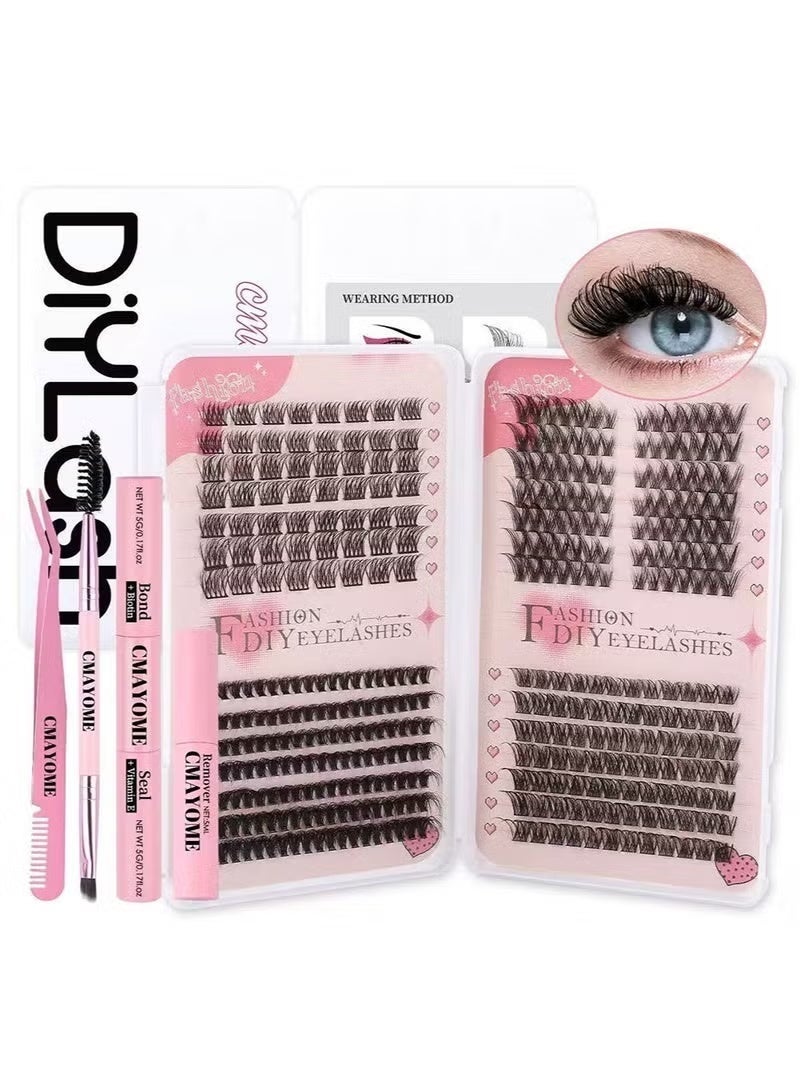 CMAYOME 378 Clusters DIY Eyelash Extension Kit, 4 Styles 8-16mm Mixed Individual Lash Clusters, Natural Curl Segmented False Eyelashes, Thick Eyelashes with Bond & Seal, Remover & Tweezers, Personal Eyelash Set - Image 2