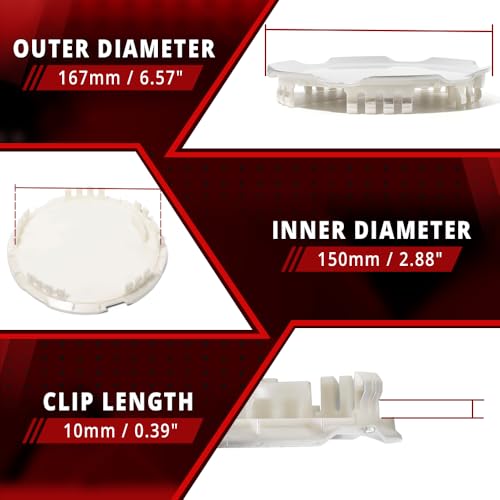 RTrhinotuning 6.6 in Wheel Center Caps Compatible with Terrain 17" 6 Spok Silver Wheel 2010-2017 OD: 6.57"(167 mm) ID: 5.91"(150 mm) 4 PCS Silver Hub Caps - Image 2
