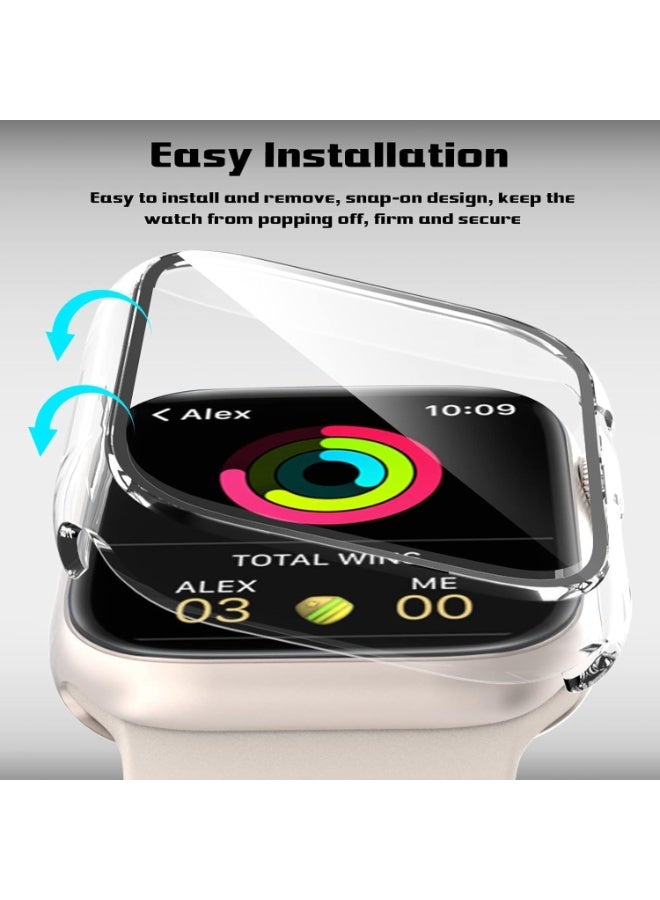 2 Pack Case for Apple Watch 44mm SE 3 Series 6/5/4/ SE 2nd Gen with Tempered Glass Screen Protector, EWUONU Full Protective Cover Hard PC Bumper Face Cover for iWatch 44mm, Clear - Image 3