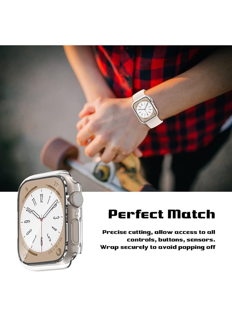 2 Pack Case for Apple Watch 44mm SE 3 Series 6/5/4/ SE 2nd Gen with Tempered Glass Screen Protector, EWUONU Full Protective Cover Hard PC Bumper Face Cover for iWatch 44mm, Clear - Image 4