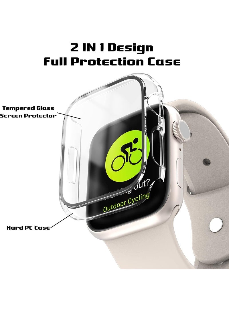 2 Pack Case for Apple Watch 44mm SE 3 Series 6/5/4/ SE 2nd Gen with Tempered Glass Screen Protector, EWUONU Full Protective Cover Hard PC Bumper Face Cover for iWatch 44mm, Clear - Image 2