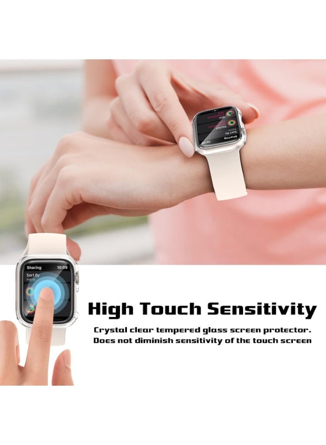 2 Pack Case for Apple Watch 44mm SE 3 Series 6/5/4/ SE 2nd Gen with Tempered Glass Screen Protector, EWUONU Full Protective Cover Hard PC Bumper Face Cover for iWatch 44mm, Clear - Image 5