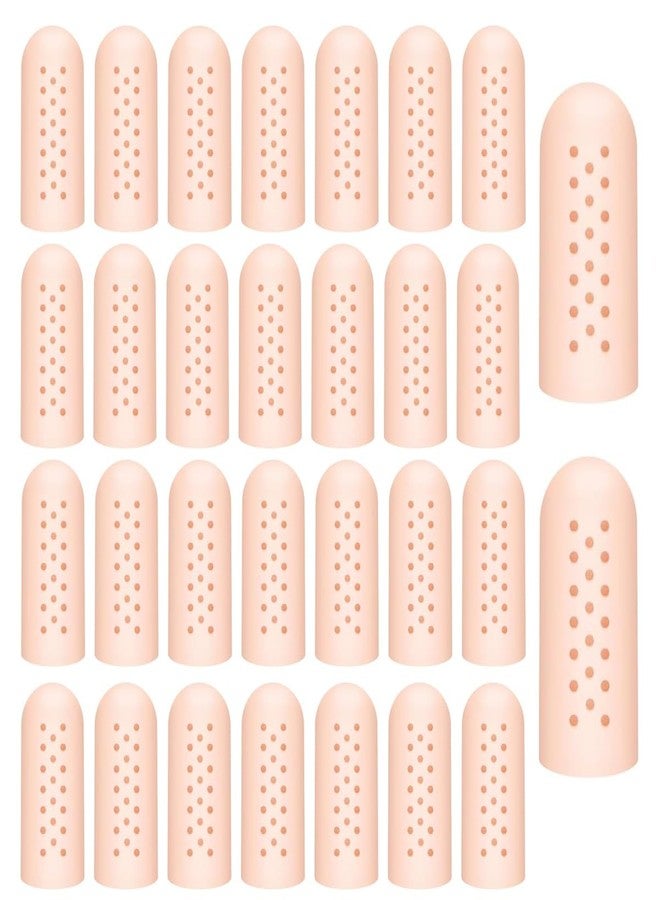 Rneswi 30 Pcs Gel Finger Cots with Air Holes, Silicone Finger Protectors, Finger Sleeves, Wound & Finger Crack Protection Gloves - Image 1