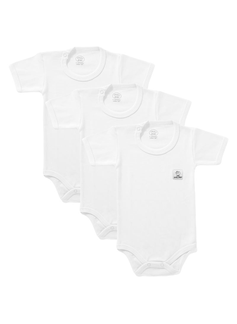 Small Baby Pack of 3 Half Sleeve Baby Bodysuits 100%Cotton - Image 1