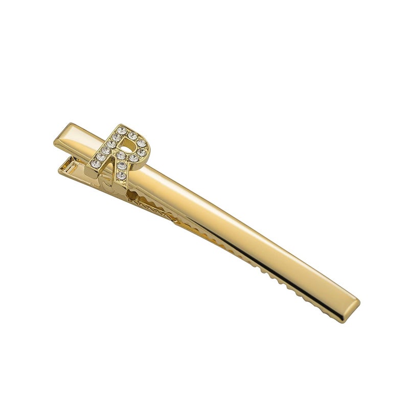 SpinningDaisy Spinningdasiy Crystal Initial Bijou Hair Clip R Gold