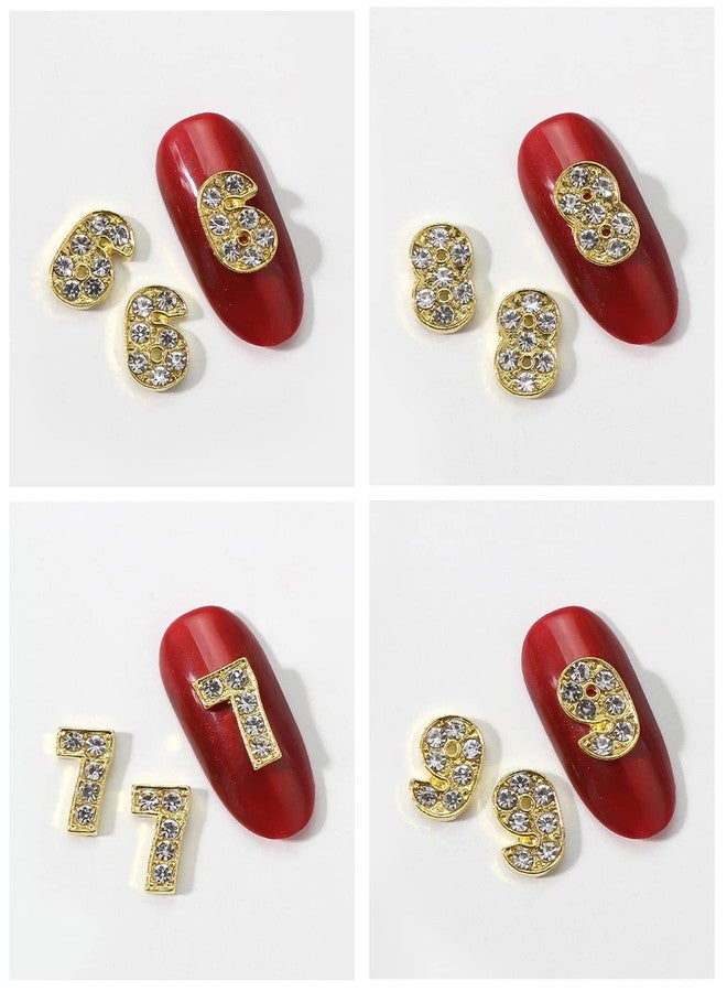 Vezocim Alloy Numbers Nail Art Decorations, Digits 0-9 Nail Glitter Design, Gold Metal Big Number Nail Rhinestone Rivet Supplies for Women Girls Manicure Charms Decoration, DIY Jewelry Gems Making Craft - Image 5