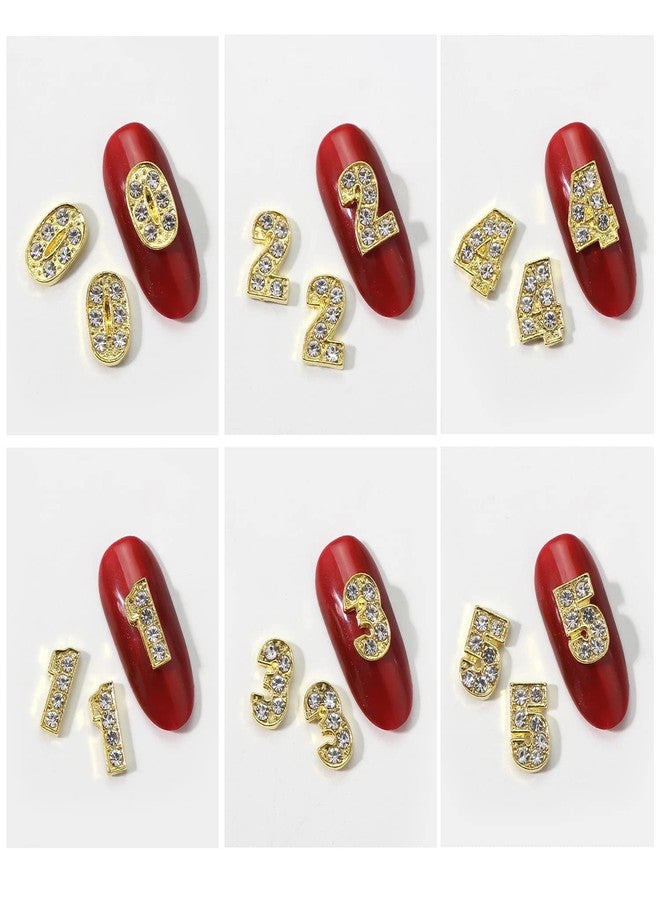 Vezocim Alloy Numbers Nail Art Decorations, Digits 0-9 Nail Glitter Design, Gold Metal Big Number Nail Rhinestone Rivet Supplies for Women Girls Manicure Charms Decoration, DIY Jewelry Gems Making Craft - Image 4