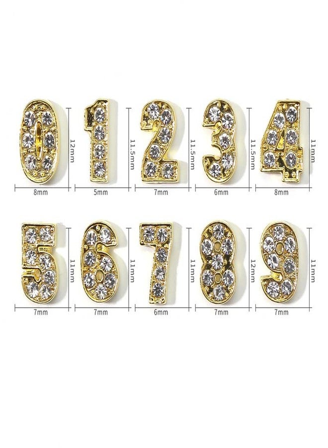 Vezocim Alloy Numbers Nail Art Decorations, Digits 0-9 Nail Glitter Design, Gold Metal Big Number Nail Rhinestone Rivet Supplies for Women Girls Manicure Charms Decoration, DIY Jewelry Gems Making Craft - Image 3