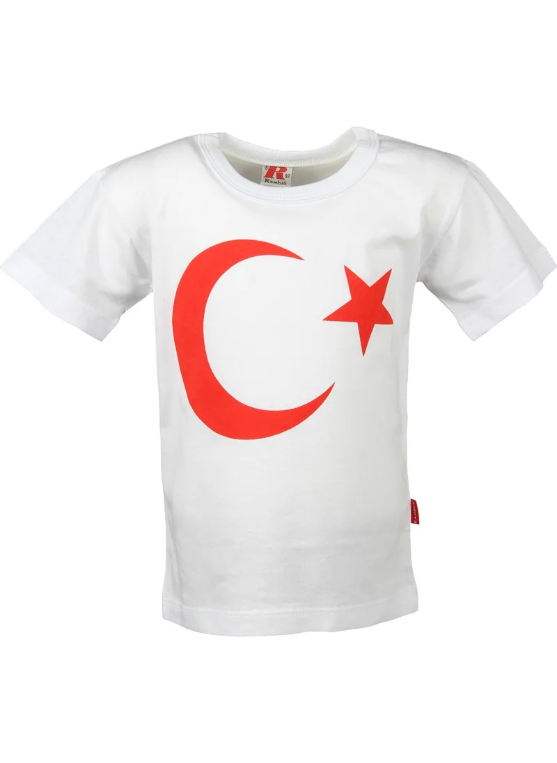 Rambek Turkish Flag Crescent Star Printed T-Shirt