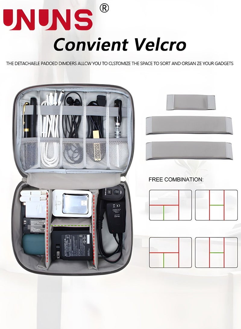 UNUNS Electronic Bag,3-Layer Waterproof Travel Cable Accessorie Bag With 4 Removable Division For Cable,Cord,Charger,Phone,Adapter,Power Bank, Kindle,Hard Drives  - Image 3