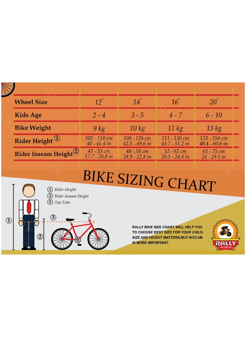 RALLY BICYCLE - RALLY BICYCLE, Kids bike, RL-20-1390, for 6-10 Years old with training wheels, Bell, Chain cover, Basket and Water bottle - Image 1