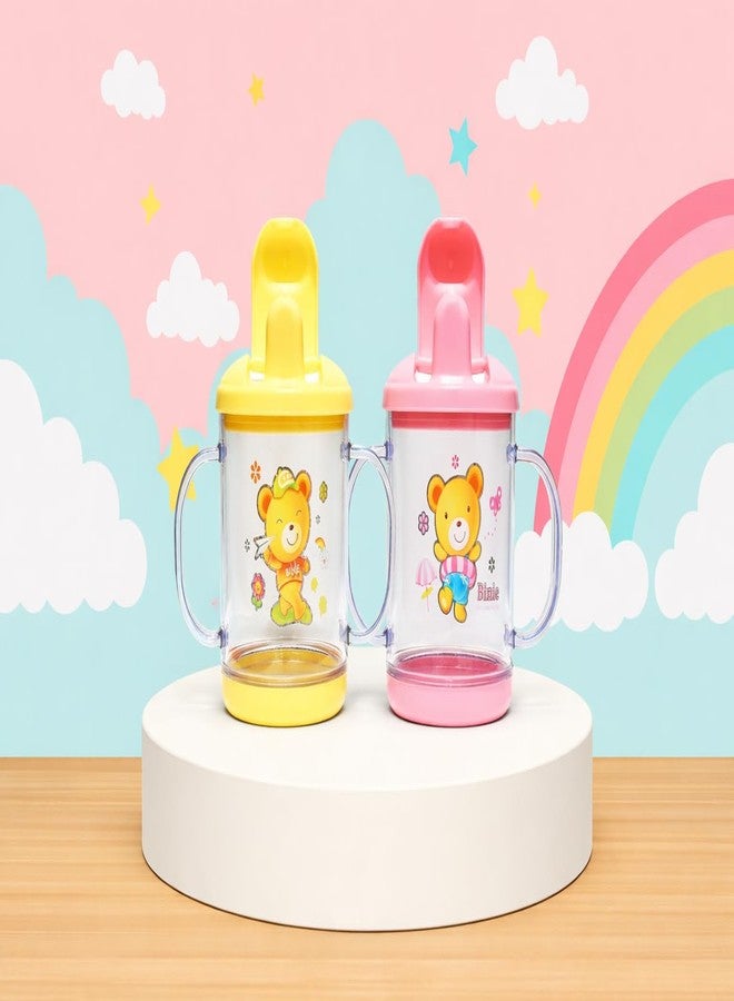 Alya The Cheeky Kidzz Baby Water Filled Teethers Soothers Food Nibbler/Feeder/Silicone Soother Cum Rattle for Pain Relief BPA Free (Pack of 2, Pink - Yellow) - Image 1