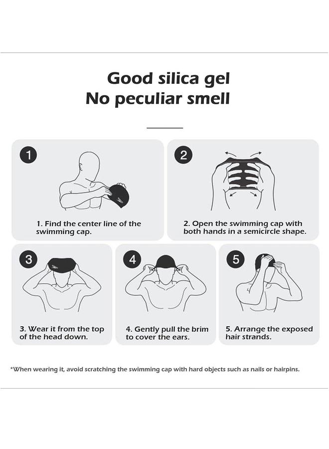 غطاء سباحة سيليكوني 2 قطعة لحماية الأذن، تصميم مريح مقاوم للماء، غطاء سباحة صلب للبالغين من الرجال والنساء ذوي الشعر الطويل - Image 3