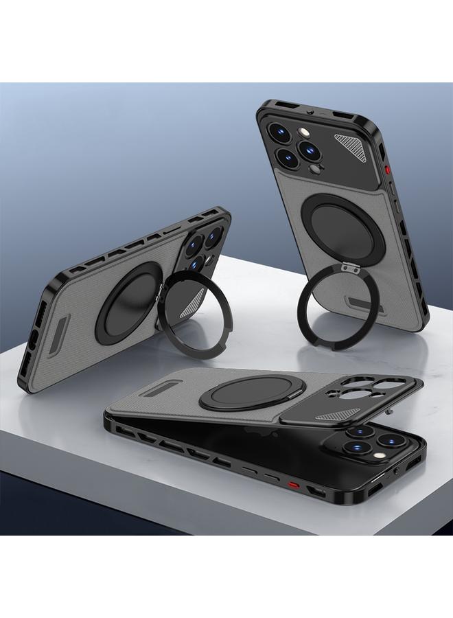 اس-توب جراب لهاتف iPhone 15 Pro Max مزود بإبزيم معدني قابل للدوران 360 درجة وحامل مغناطيسي من MagSafe - Image 1