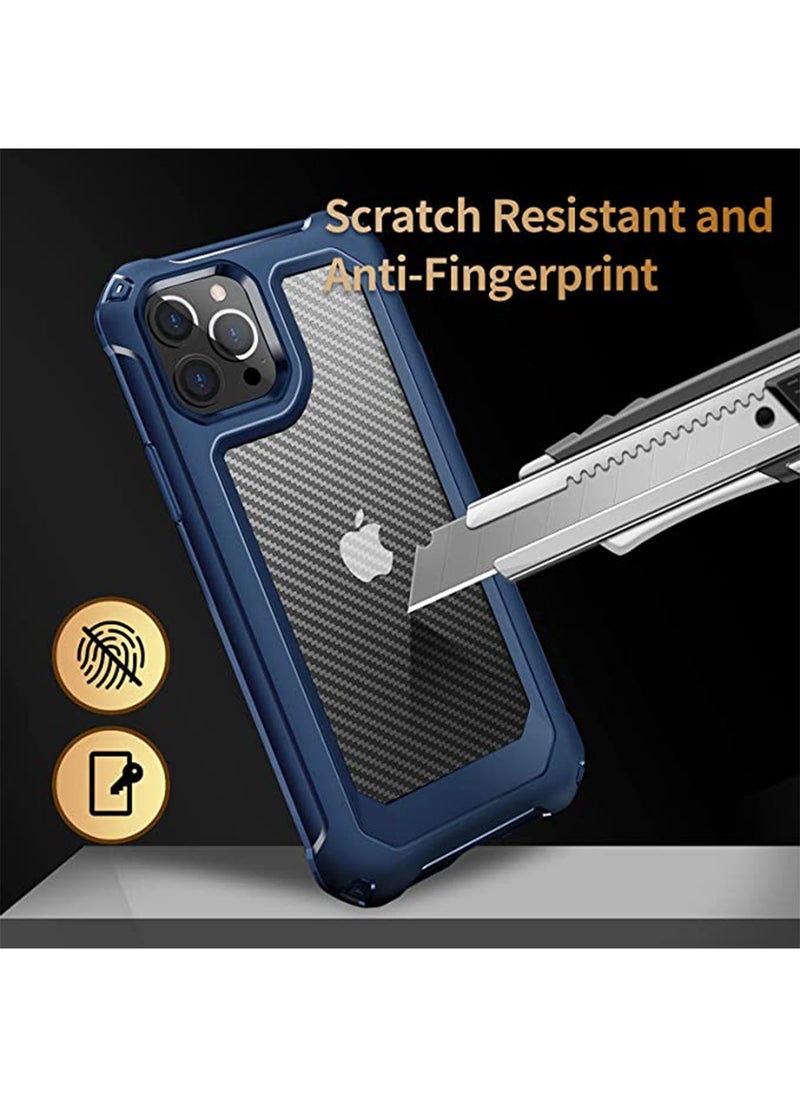 Generic - Compatible with iPhone 14 Pro Max 6.7 Inch Case,Shockproof Hard Carbon Fiber Back Soft Bumper Frame Anti Scratch Fingerprint Resistant Protective Phone Case Blue - Image 1