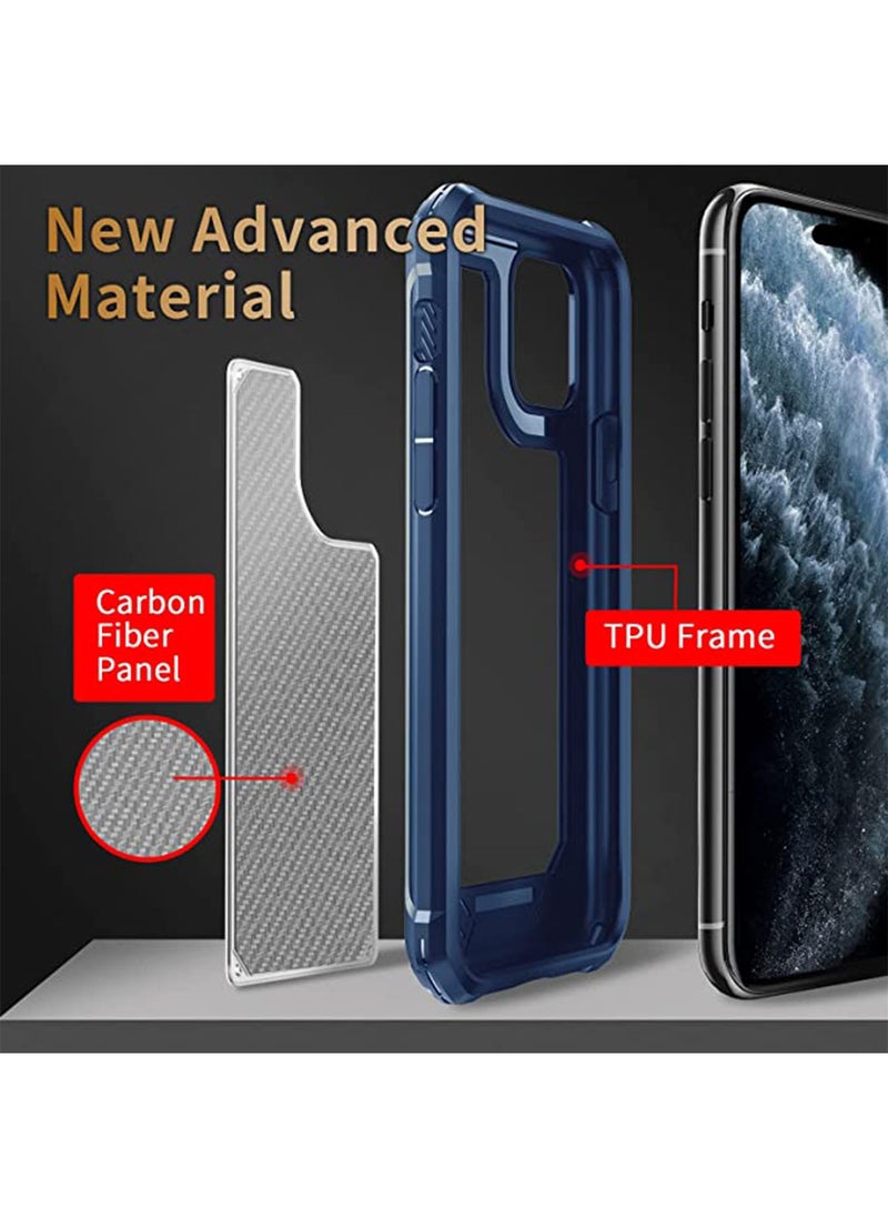 Generic - Compatible with iPhone 14 Pro Max 6.7 Inch Case,Shockproof Hard Carbon Fiber Back Soft Bumper Frame Anti Scratch Fingerprint Resistant Protective Phone Case Blue - Image 1