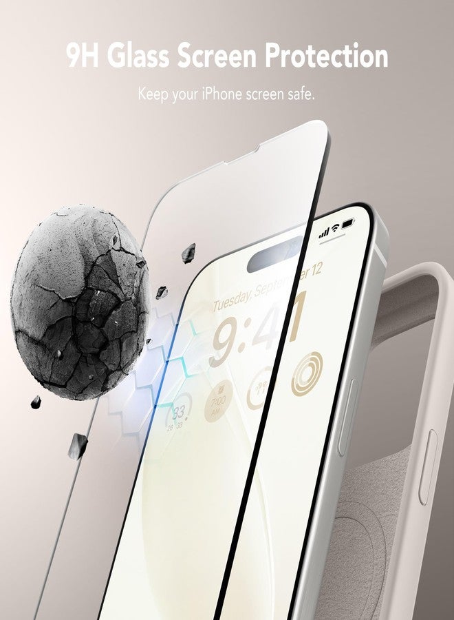 غونيز جراب مغناطيسي من GONEZ لهاتف iPhone 15 Pro، متوافق مع MagSafe، [واقي شاشة + واقي عدسة الكاميرا]، جراب سيليكون مقاوم للصدمات والخدوش، مقاس 6.1 بوصة، لون حجري - Image 5