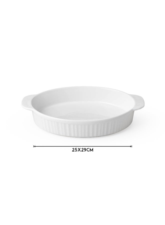 اباريك الصفا طقم صواني بورسلان للفرن مكون من قطعتين بيضاوي الشكل / ابيض - Image 4