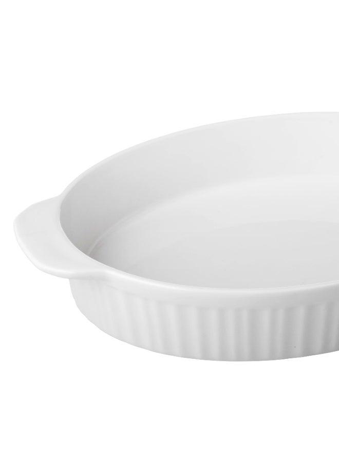اباريك الصفا طقم صواني بورسلان للفرن مكون من قطعتين بيضاوي الشكل / ابيض - Image 2
