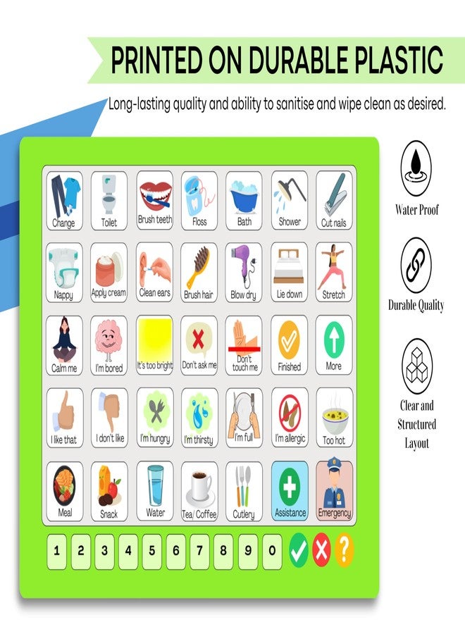 Hidaya Prints Plastic Communication Boards Set- Non Verbal Aid for Autism Kids and Adults Aphasia Stroke Patients, Versatile Home and Hospital Use - Image 4