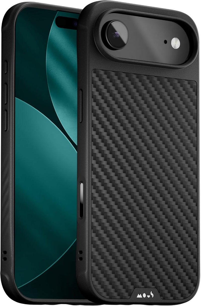 Mous Limitless Case for iPhone Air/17 Air 6.5 Inches, Compatible with MagSafe (Camera Control Cover), Protective Carbon Fiber Case, Shockproof, Full Camera Protection, Scratch-Resistant Back, Black - Image 1