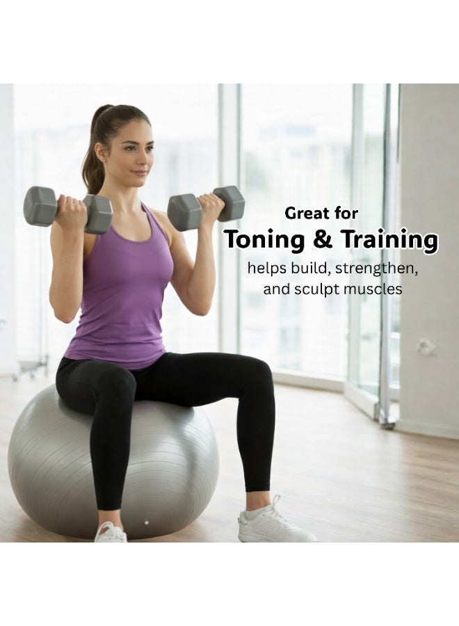 بلا نهاية دمبل ثابت بطلاء الفينيل زوج | 5 كجم لكل واحد (إجمالي 10 كجم) | رمادي | مصنوع من الحديد بطلاء فينيل | أوزان مدمجة للرياضة في المنزل، التمارين، اللياقة البدنية للرجال والنساء - Image 5