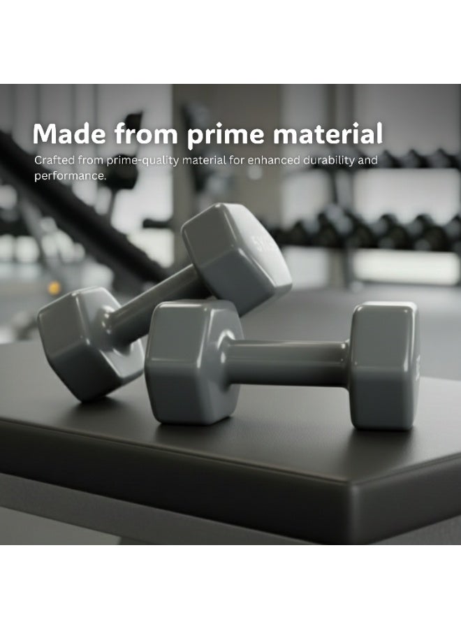 بلا نهاية دمبل ثابت بطلاء الفينيل زوج | 5 كجم لكل واحد (إجمالي 10 كجم) | رمادي | مصنوع من الحديد بطلاء فينيل | أوزان مدمجة للرياضة في المنزل، التمارين، اللياقة البدنية للرجال والنساء - Image 4