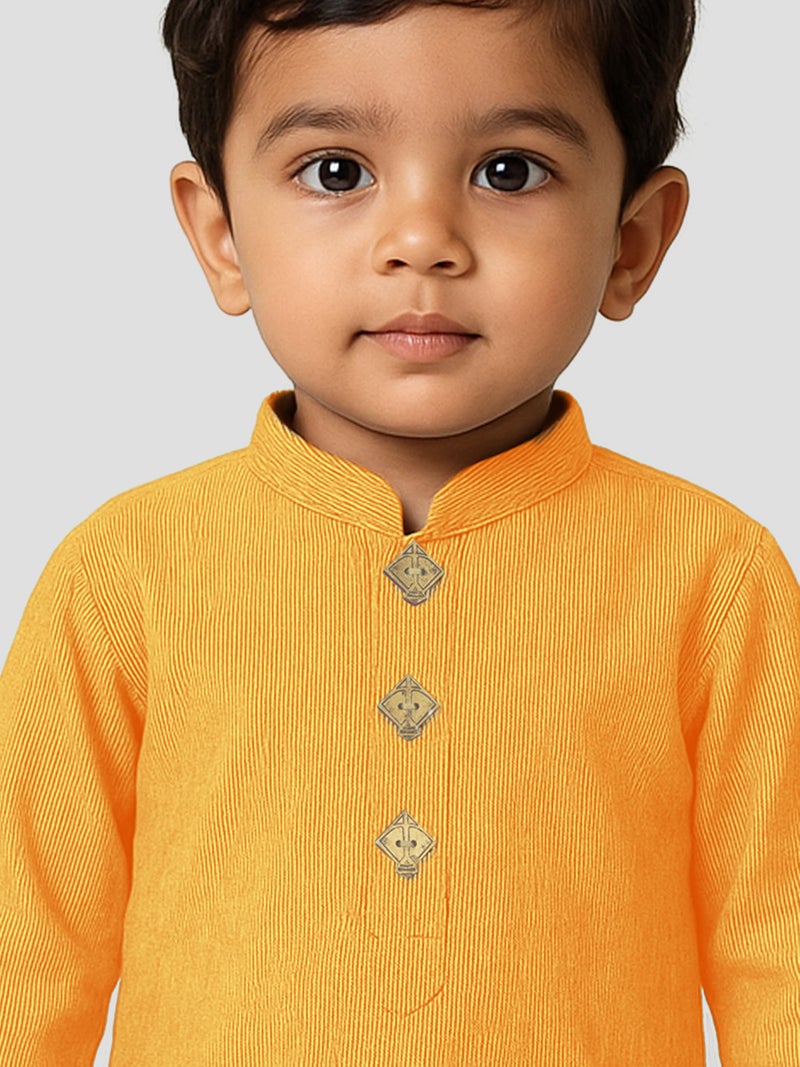 JBN Creation Boys Pure Cotton Yellow and White Kurta Pyjama Set - Ethnic Elegance for Festivals | Comfortable Traditional Pure south handloom cotton kurta pyjama for Kids_JBNBK070MDnPWH_20 - Image 2