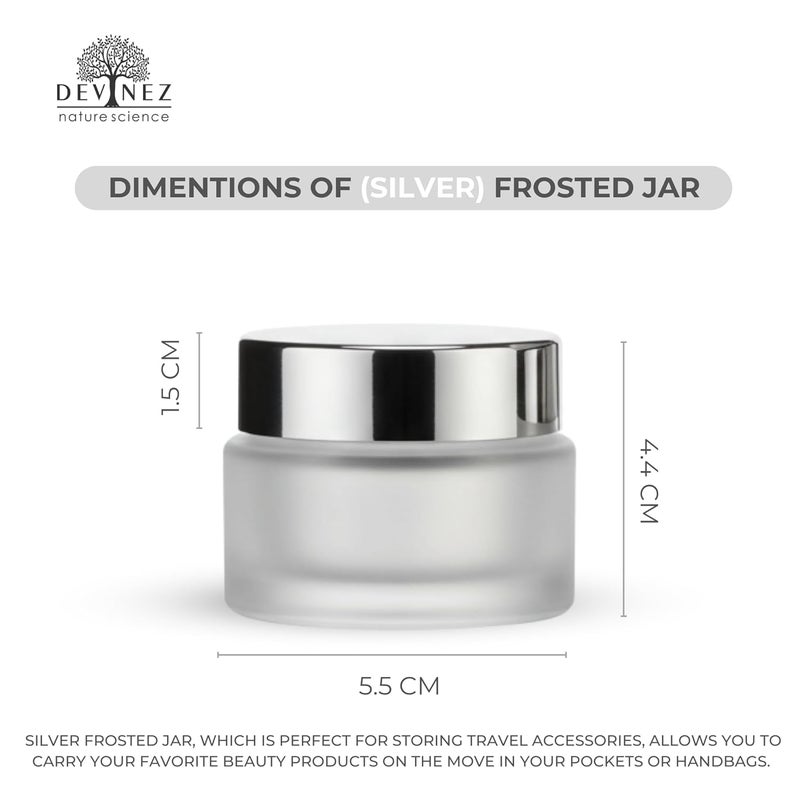 Devinez Frosted Glass Cosmetic Jars Set of 4 Refillable with Silver Lids Inner Liners Perfect for Makeup Creams Eye Shadow Jewelry Beauty Product Storage Pack50g - Image 3