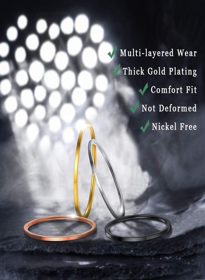 FOCALOOK Black Ring Set 1 mm Thin Mid Finger Rings 7 Pcs Black Knuckle Plain Band Rings for Women Thumb Stacking Rings Size 4-10 - Image 5