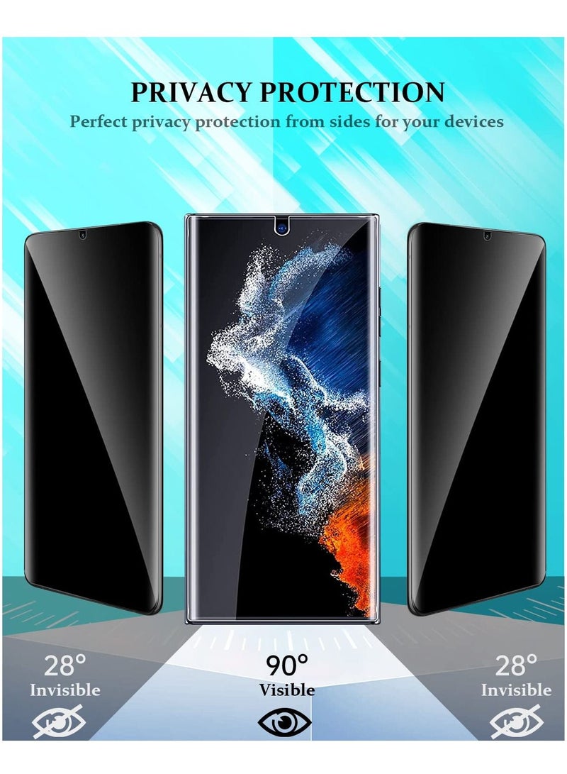 KASTWAVE متوافق مع واقي شاشة الخصوصية Samsung Galaxy S23 Ultra مع واقي عدسة الكاميرا الزجاجي المقوى، لهاتف Galaxy S23 Ultra 5G إلى فيلم TPU المرن المضاد للتجسس يدعم معرف بصمة الإصبع - Image 3