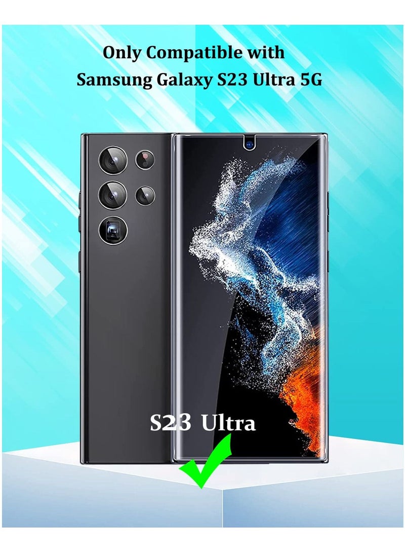 KASTWAVE متوافق مع واقي شاشة الخصوصية Samsung Galaxy S23 Ultra مع واقي عدسة الكاميرا الزجاجي المقوى، لهاتف Galaxy S23 Ultra 5G إلى فيلم TPU المرن المضاد للتجسس يدعم معرف بصمة الإصبع - Image 2