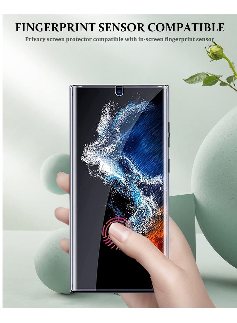 KASTWAVE متوافق مع واقي شاشة الخصوصية Samsung Galaxy S23 Ultra مع واقي عدسة الكاميرا الزجاجي المقوى، لهاتف Galaxy S23 Ultra 5G إلى فيلم TPU المرن المضاد للتجسس يدعم معرف بصمة الإصبع - Image 5