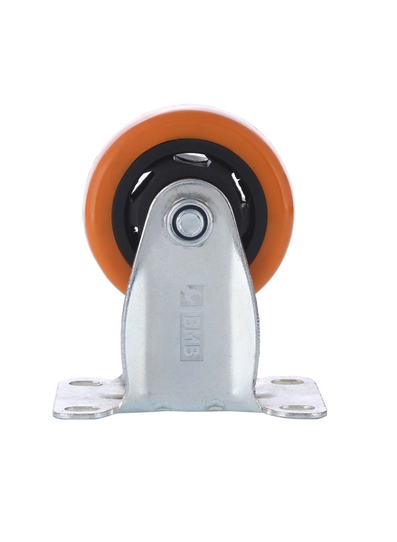 BMB tools 2-Piece 75mm Orange PVC Medium Duty Caster Double Ball Bearing - Rigid - Plate - Image 3