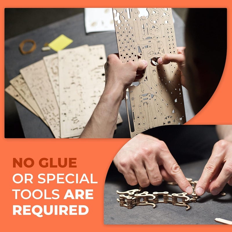 UGEARS Wooden Marble Run Chain Hoist - Mechanical 3D Wooden Puzzle for Adults, DIY Model Kit for Adults, Unique Puzzle - 3D Puzzle Marble Game Gifts - 400 Pieces - Image 3