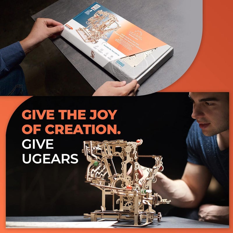 UGEARS Wooden Marble Run Chain Hoist - Mechanical 3D Wooden Puzzle for Adults, DIY Model Kit for Adults, Unique Puzzle - 3D Puzzle Marble Game Gifts - 400 Pieces - Image 2