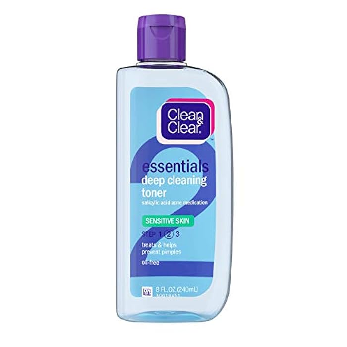Clean & Clear Essentials Deep Cleaning Face Toner with Salicylic Acid Acne Medicine, Oil-Free Facial Toner for Sensitive & Acne-Prone Skin Care, 8 fl. oz - Image 1