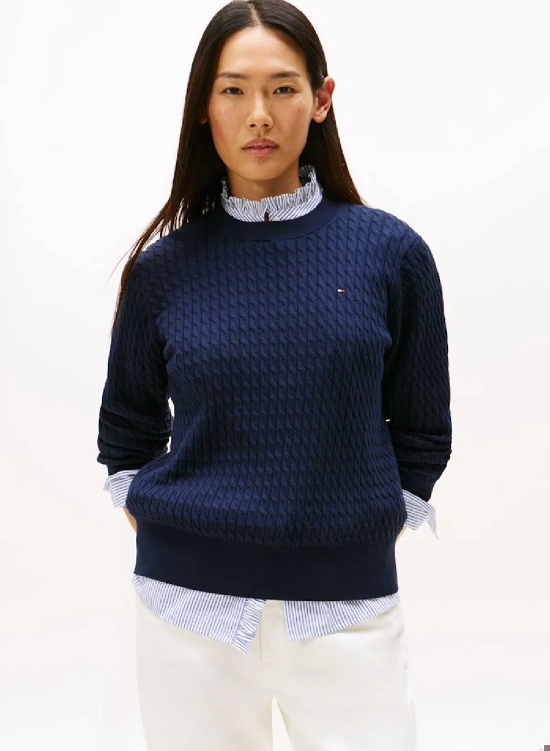 TOMMY HILFIGER Fine Cable Knit Crew Neck Jumper
