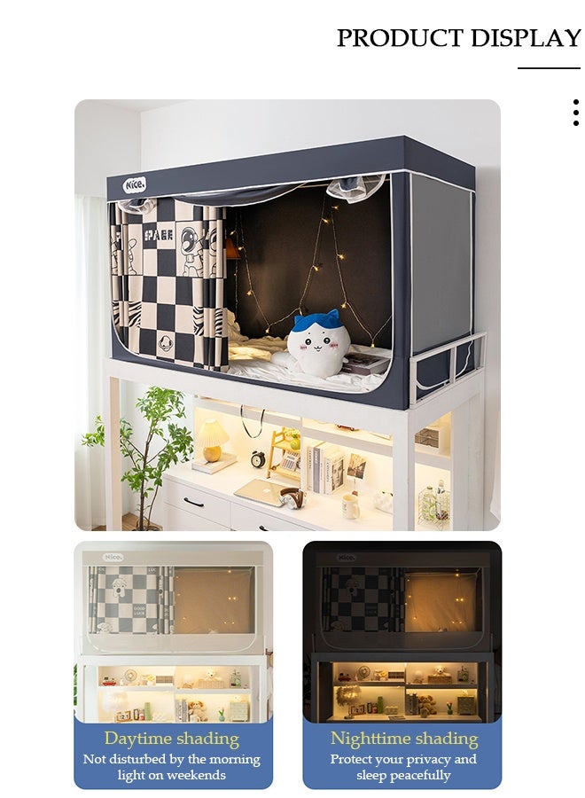 DUNISO Bed Tent Twin,Bed Tent Bunk Twin Size,Privacy Tent for Bunk Bed with Stainless Steel Canopy Frame,90% Blackout Private Space Bed Drapes Dustproof Blackout Bed Canopy Bedding Curtain - Image 4