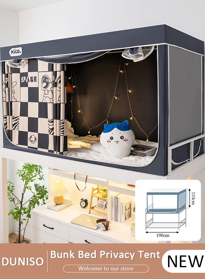 DUNISO Bed Tent Twin,Bed Tent Bunk Twin Size,Privacy Tent for Bunk Bed with Stainless Steel Canopy Frame,90% Blackout Private Space Bed Drapes Dustproof Blackout Bed Canopy Bedding Curtain - Image 1